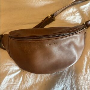 Brown leather handmade crossbody